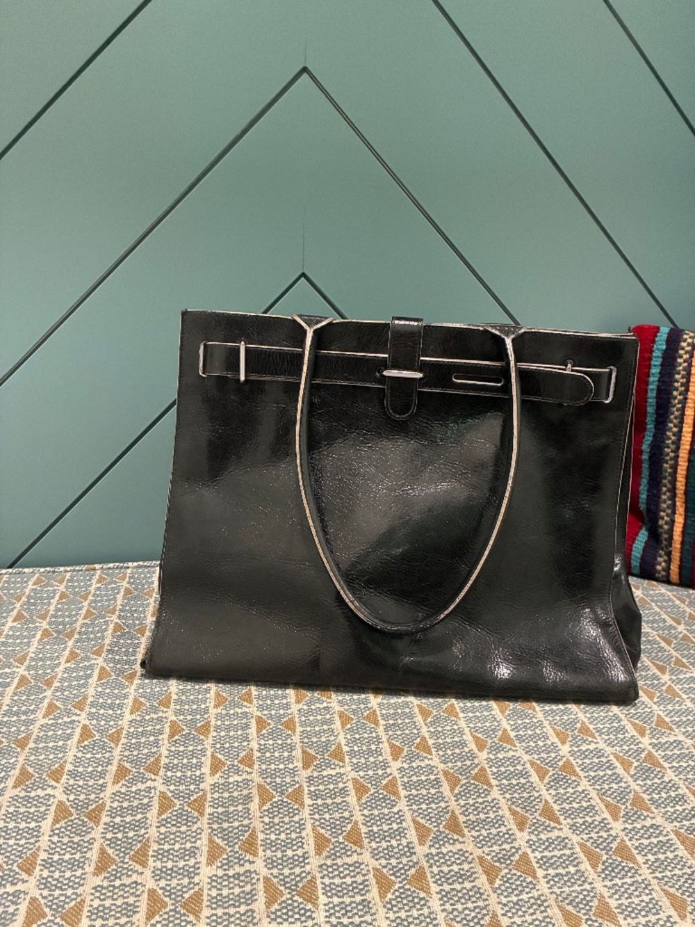 Furla Black Leather Greta Tote Purse